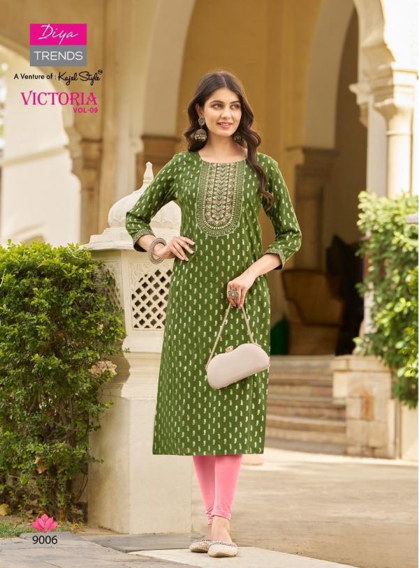 Victoria Vol 9 Diya Trends Classy Rayon Printed Kurti Collection